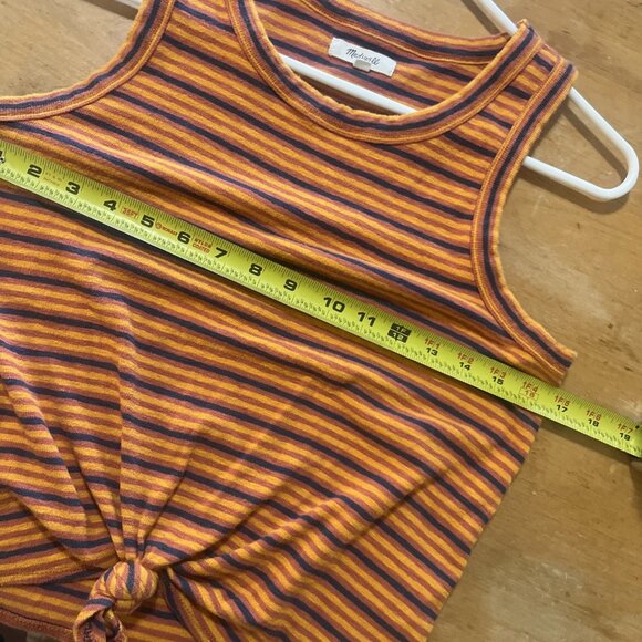 Madewell Shirt Womens M Orange Striped Audio-Knot Front Tank Top Sleeveless - Picture 6 of 9